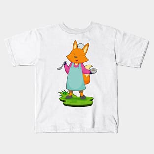 Fox Chef Bowl Cooking spoon Kids T-Shirt